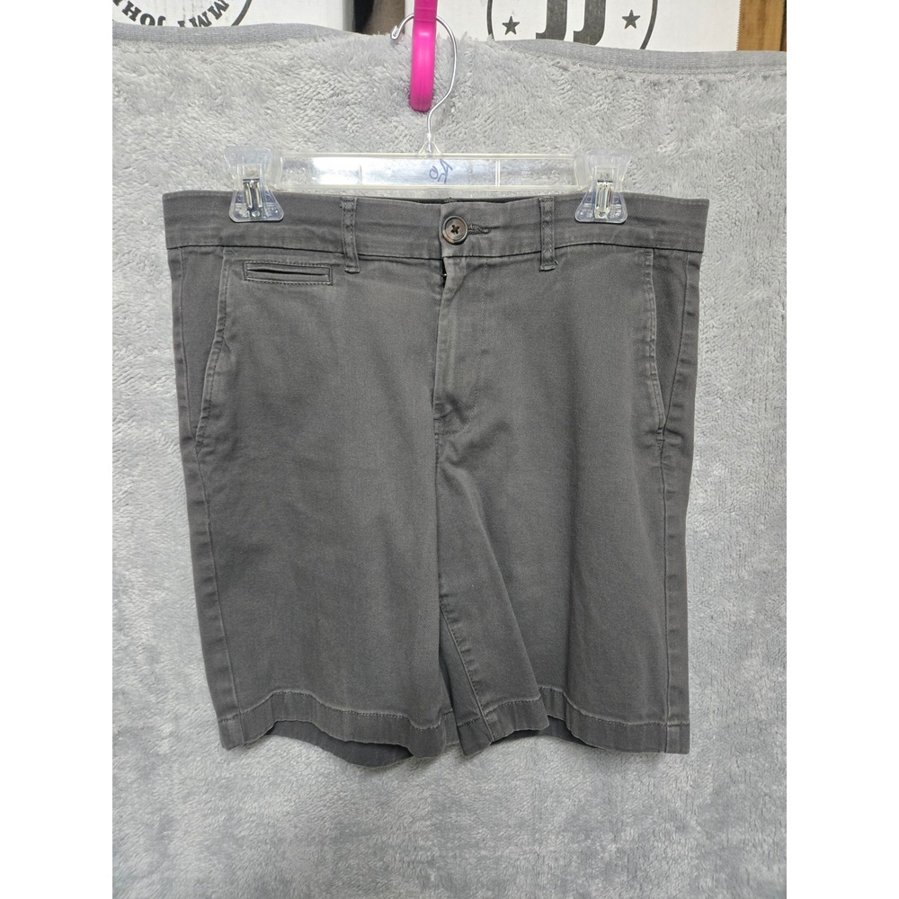 Tahari Mens Chino Shorts Charcoal Grey Stretch Cotton Flat Front Size 30